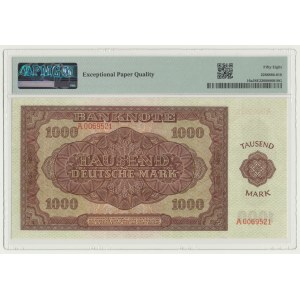 Niemcy, DDR, 1000 marek 1948, ser. A0069521, niski numer, bez złamań.