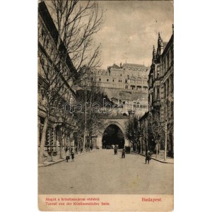 1908 Budapest I. Alagút a krisztinavárosi oldalról, Királyi vár. Divald Károly 1666-1907. (szakadás / tear...