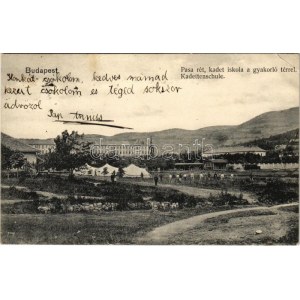 1906 Budapest II. Pasarét, Kadét iskola a gyakorló térrel, katonák. J. Schwarz / K.u.k. Kadettenschule (EK...