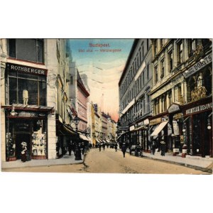 1915 Budapest V. Váci utca, Rothberger, Herzfeld, Guttmann Mór, Dorits M., Quentzer Testvérek üzlete...