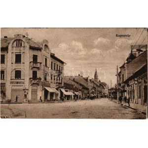 1916 Kaposvár, utca, Oszmán Albert, Weisz Samu üzlete. Szabó Lipót kiadása (EK)