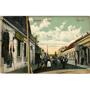 1916 Balázsfalva, Blasendorf, Blaj; Nagy utca, Sinberger Salamon üzlete / strada, negozi (EK)