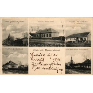 1911 Baracháza, Barateaz, Calugarus, Baraczháza (Temes); Községháza, görögkeleti román templom és iskola...