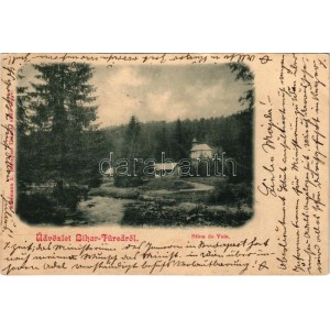 1900 Biharfüred, Stana de Vale, Stina de Vale; látkép, kápolna. Süssmann L. kiadása / general view...
