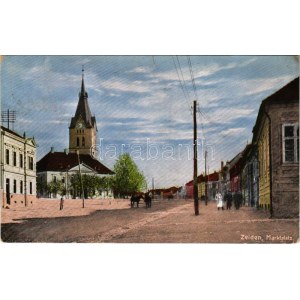1913 Feketehalom, Zeiden, Codlea; Marktplatz / Piactér, templom. Atelier Greiner kiadása / rynek, kościół ...