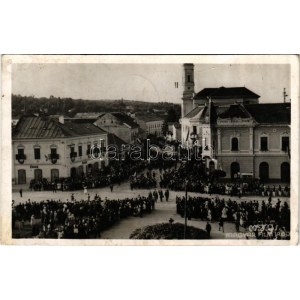 1940 Zilah, Zalau; bevonulás, Éder üzlete / entry of the Hungarian troops, shop + 1940 Zilah visszatért So. Stpl (fl...