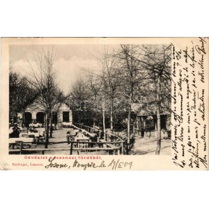 1909 Losonc, Lucenec; Losonci fürdő, Vendéglő kertje, étterem. Redlinger kiadása / spa restaurant's garden (EK...