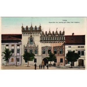 Lőcse, Levoca; Thurzó-féle ház jelenleg Csáky Vidor tulajdona, Répászky János cipész üzlete / villa, shop ...