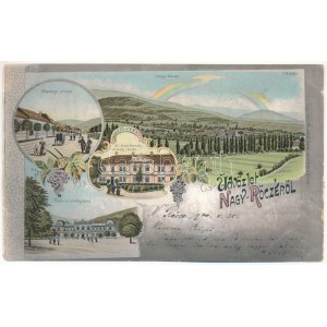 1900 Nagyrőce, Nagy-Rőcze, Gross-Rauschenbach, Velká Revúca; Murányi utca, Állami felső kereskedelmi és polgári iskola...