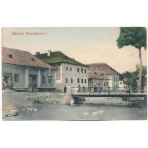 1910 Németlipcse, Deutschliptsch, Nemecká Lupca, Partizánska Lupca; utca és híd, Daniacs Daniel üzlete...