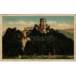 Zboró, Zborov; várrom. Eschwig és Hajts kiadása, Hajts Kornél felvétele / castle ruins (Rb)