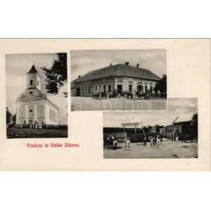 Veliki Zdenci (Alsó-Zdench), templom, Schlossberg és Berkes üzlete / chiesa, negozio (Rb)