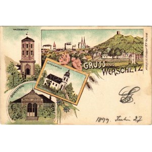1898 (Vorläufer) Versec, Werschetz, Vrsac; Wasserturm, Bergkapelle, Schiessstätte / víztorony, kápolna...