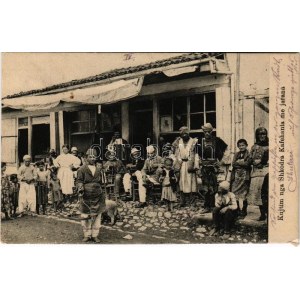 1916 Shkoder, Shkodra, Skadar, Skodra, Scutari, Skutari; Kujtim nga Shqypenia. Kafehania me jarana / Albanian folklore...
