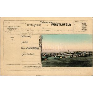 1907 Fürstenfeld (Steiermark). Telegramm Drahtgrüsse / Art Nouveau montage with telegraph (EK)