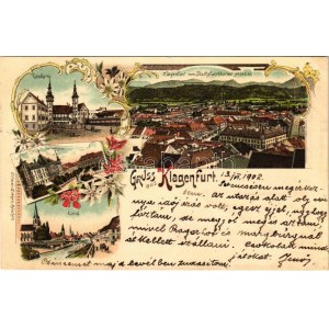 1902 Klagenfurt, Landhaus, Lend, Neuer Platz und Rainerhaus. Ottmar Zieher Art Nouveau, floral...