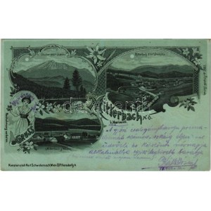 1899 (Vorläufer) Mitterbach bei Mariazell, Ötscher. Karl Schwidernoch Art Nouveau, floral, litho