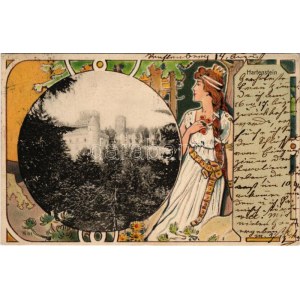 Weinzierl am Walde, Burg Hartenstein. Phot. Fr. v. Prandstetter, Joh. Saska Art Nouveau litho (fl)