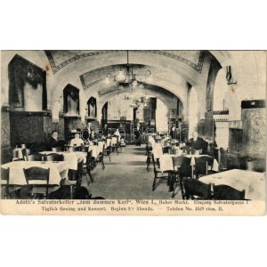 1911 Wien, Vienna, Bécs I. Adolfi's Salvatorkeller zum dummen Kerl, Hoher Markt, Eingang Salvatorgasse 1. ...