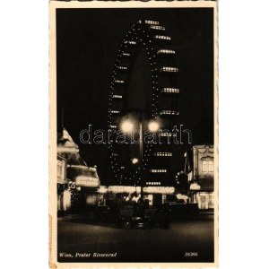 1942 Wien, Vienna, Bécs II. Prater Hochschaubahn Riesenrad, Cafe Restaurant Prohaska / night view...