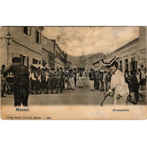 Mostar, Strassenbild, Jozo Soldo Gasthaus No. 2., Verlag Pacher & Kisic / street, restaurant and hotel...