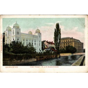 Sarajevo, Israel. Tempel, K.u.k. Corpscommando / synagogue, Austro-Hungarian military headquarters (EK...