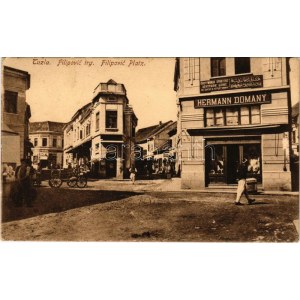 1915 Tuzla, Filipovic trg / Filipovic Platz / square, shop of Hermann Domany + K.U.K. BAHNHOFKOMMANDO IN KREKA (EK...