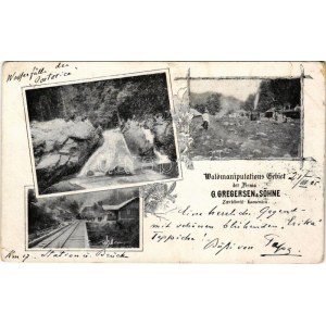 1905 Zavidovici, Waldmanipulations Gebiet der Firma G. Gregersen & Söhne Zavidovic-Kamenica / waterfall...