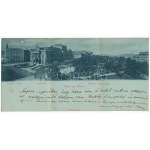 1899 (Vorläufer) Brno, Brünn; Industrie Palast, Stadttheater, Theresien Glacisanlagen / Palazzo dell'Industria, teatro...