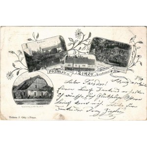 1899 (Vorläufer) Dvur Králové nad Labem, Königinhof an der Elbe; pozdrav ze Zirce, Zámen, Skola / multi...