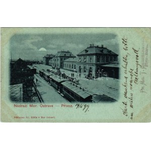 1899 (Vorläufer) Ostrava-Prívoz, Nádrazí / železničná stanica, vlak + TEMESVÁR KÉZBESÍTŐHIVATAL...