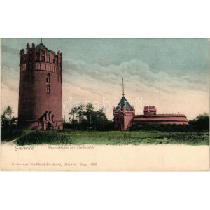 Gliwice, Gleiwitz; Wasserthurm am Stadtwalde / water tower in the park (Rb)