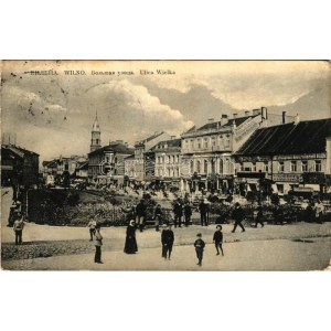 1912 Vilnius, Wilno; Ulica Wielka / street, Hotel Litewski, shop of M. Andrzejkowiczis (EK)