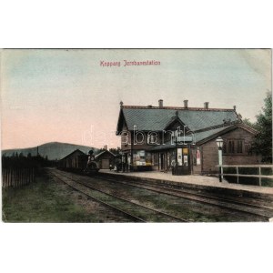 1908 Koppang, Jernbanestation / railway station, locmotive, train (EK)