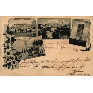 1898 (Vorläufer) Aurisina, Nabrezina, Nabresina; Bahnhof, Hauptplatz, Kirche, Wasserthurm / railway station...