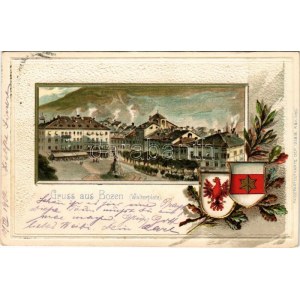 1902 Bolzano, Bozan (Südtirol); Walterplatz. Passepartoutkarte / náměstí...