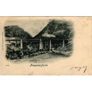1899 (Vorläufer) Fortezza, Franzensfeste (Südtirol); railway bridge, viaduct, train, locomotive