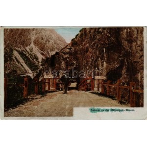 Passo dello Stelvio, Stilfserjochstrasse (Südtirol); Gallerie / tunnel. Fritz Gratl hand-coloured photo (EK...