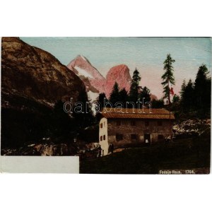 Passo Fedaia, Fedajapass (Südtirol); Fedaja Haus / mountain tourist house. Fritz Gratl hand-coloured photo (r...