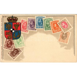 Romania / Román bélyegek és címer / Set of Romanian stamps with coat of arms. Carte philatélique Ottmar Zieher No. 32...