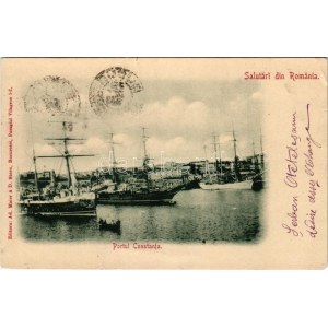 1901 Constanta, Portul / port, ships (surface damage)