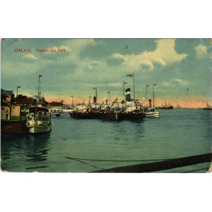 Galati, Galatz; Vedere din Port / port, steamships (fa)