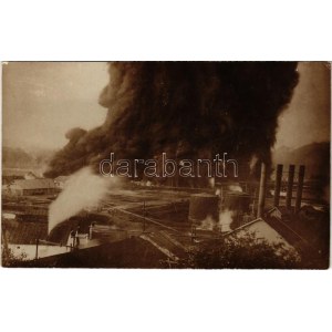 Moreni, burning down of Concordia petroleum factory, oil field and rig. photo
