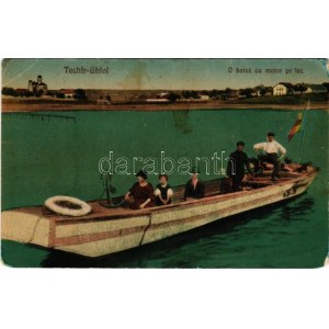 1926 Techirghiol, Tekirgöl; O barca cu motor pe lac / motorboat on the lake (EB)