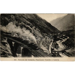 Gotthardbahn, Ferrovia del Gottardo; Pianotondo Viadotto e Galleria / Gotthard Railway, viaduct, train, locomotive (EK...