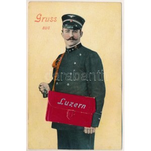 1920 Lucerne, Luzern; Postman leporello with 10 mini pictures (EB)