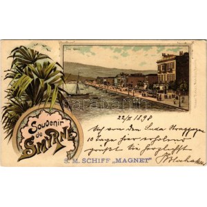 1898 (Vorläufer) Izmir, Smyrne; Les Quais / port, quay, tram. Ottmar Zieher Art Nouveau, floral, litho + ...