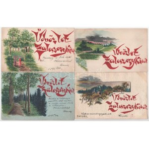 1898 (Vorläufer) Zalishchyky, Zaleszczyki; 7 hand-painted postcards