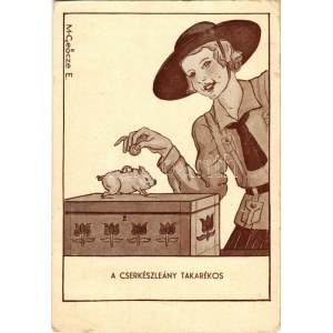 1939 A cserkészlány takarékos. Magyar Cserkészleány Szövetség kiadása / The Hungarian girl scout s: M. Geőcze E. + I...