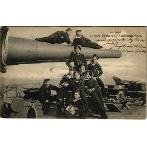 An Bord SMS Erzherzog Ferdinand Max / Az Osztrák-Magyar Haditengerészet Erzherzog-osztályú pre-dreadnought csatahajója...